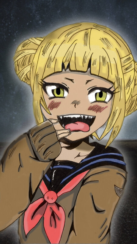 Blonde Anime Girl — Yellow, Dramatic, Night, Sailor Uniform