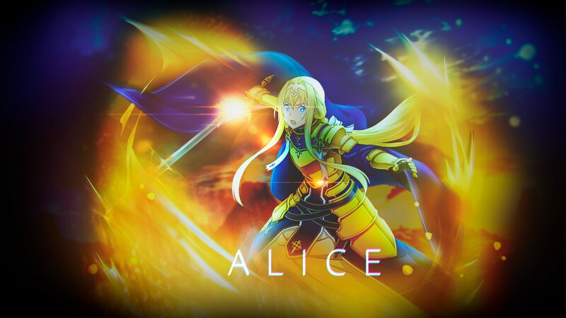 Blonde Anime Girl — Yellow, Dramatic, Night, Sword, Fire