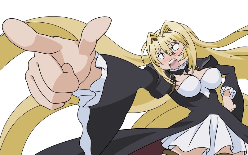 Blonde Anime Girl — Yellow, Dramatic, Pointing Hand