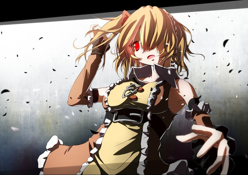 Blonde Anime Girl — Yellow, Dramatic, Red Eyes, Cat Ears