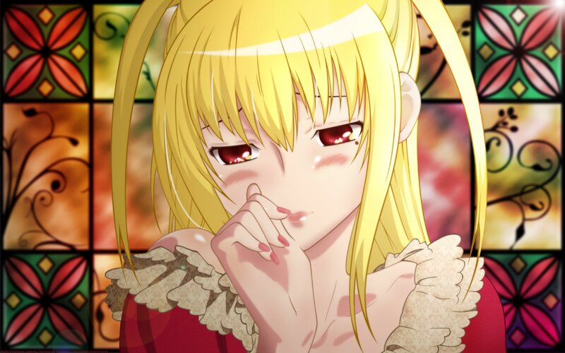 Blonde Anime Girl — Yellow, Dramatic, Stained Glass