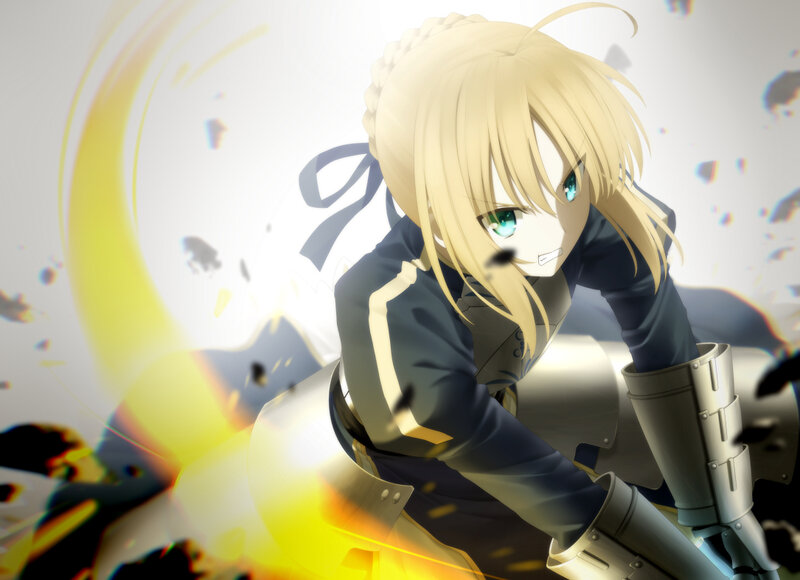 Blonde Anime Girl — Yellow, Dramatic, Sword, Armor