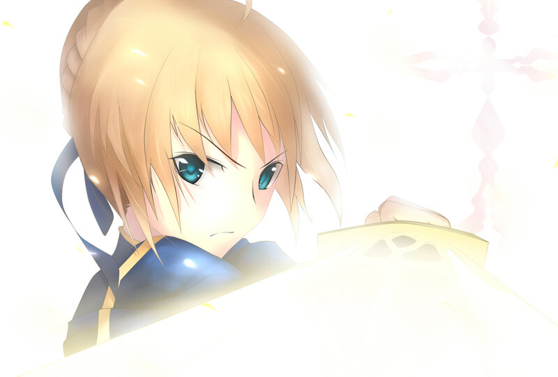 Blonde Anime Girl — Yellow, Dramatic, Sword, Blue Eyes