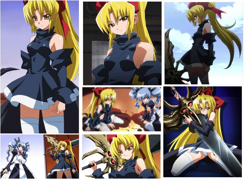 Blonde Anime Girl — Yellow, Dramatic, Sword, Blue-haired Girl
