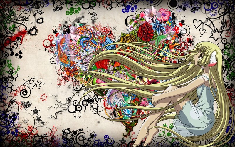 Blonde Anime Girl — Yellow, Dreamy, Flowers