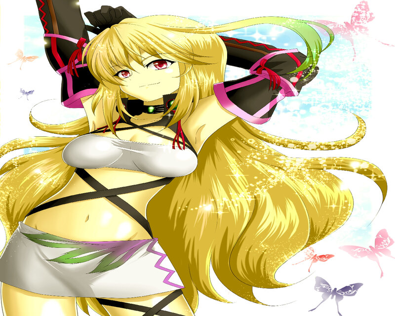 Blonde Anime Girl — Yellow, Dynamic, Butterflies