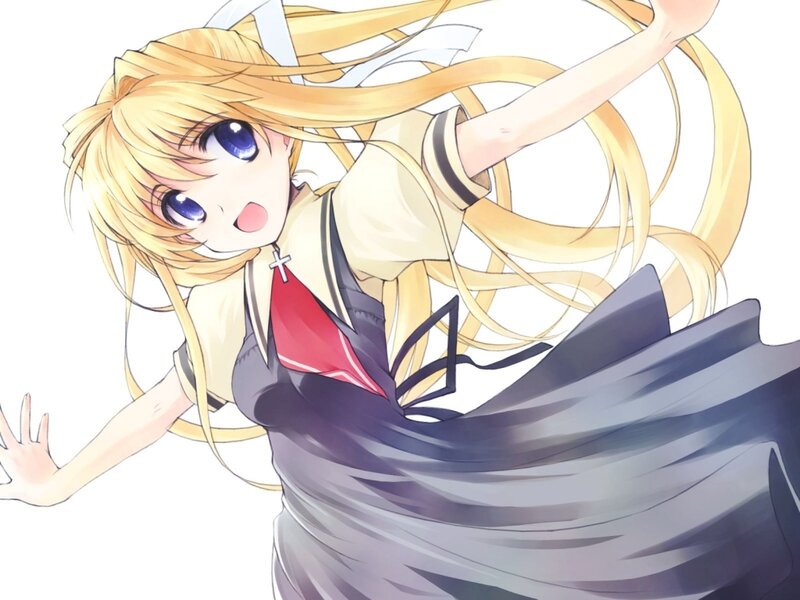 Blonde Anime Girl — Yellow, Dynamic, School Uniform
