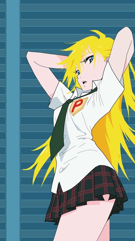 Blonde Anime Girl — Yellow, Dynamic, School Uniform, Tie