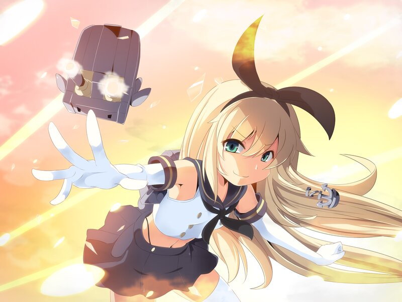 Blonde Anime Girl — Yellow, Dynamic, Sunset
