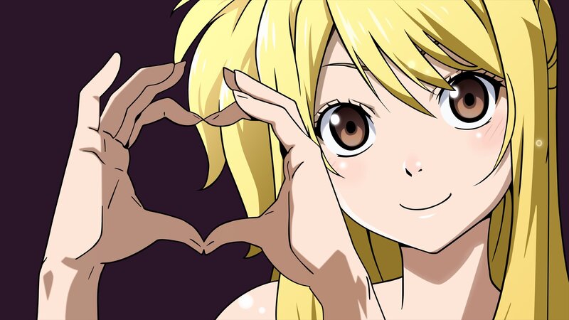 Blonde Anime Girl — Yellow, Happy, Hands, Heart Shape