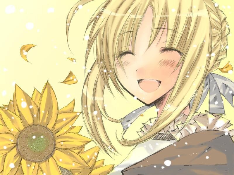 Blonde Anime Girl — Yellow, Happy