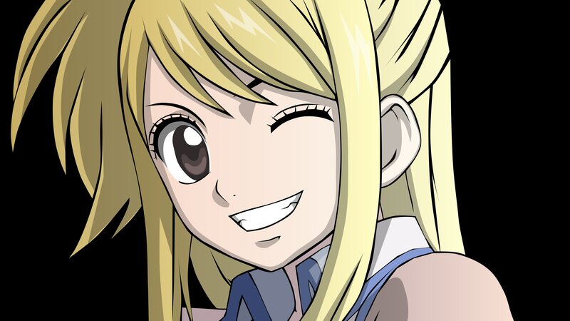 Blonde Anime Girl — Yellow, Happy, Winking