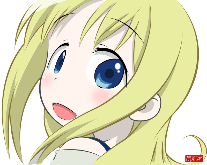 Blonde Anime Girl — Yellow, Innocent, Blue Eyes, Blush