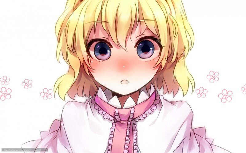 Blonde Anime Girl — Yellow, Innocent, Pink Scarf