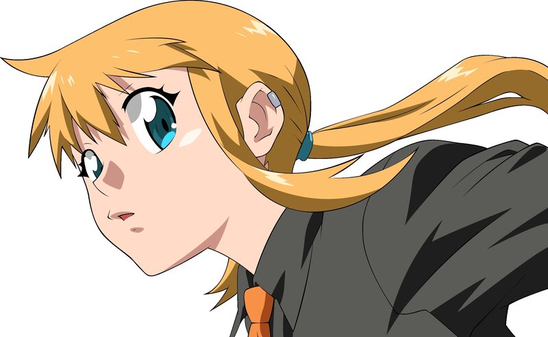 Blonde Anime Girl — Yellow, Neutral, Blue Eyes, Orange Tie