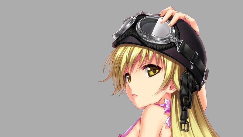 Blonde Anime Girl — Yellow, Neutral, Goggles, Helmet, Pink Bow