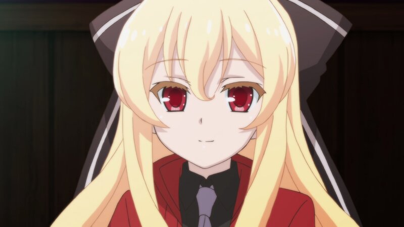 Blonde Anime Girl — Yellow, Neutral, Red Eyes, School Uniform