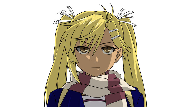 Blonde Anime Girl — Yellow, Neutral, Scarf, Hair Clips