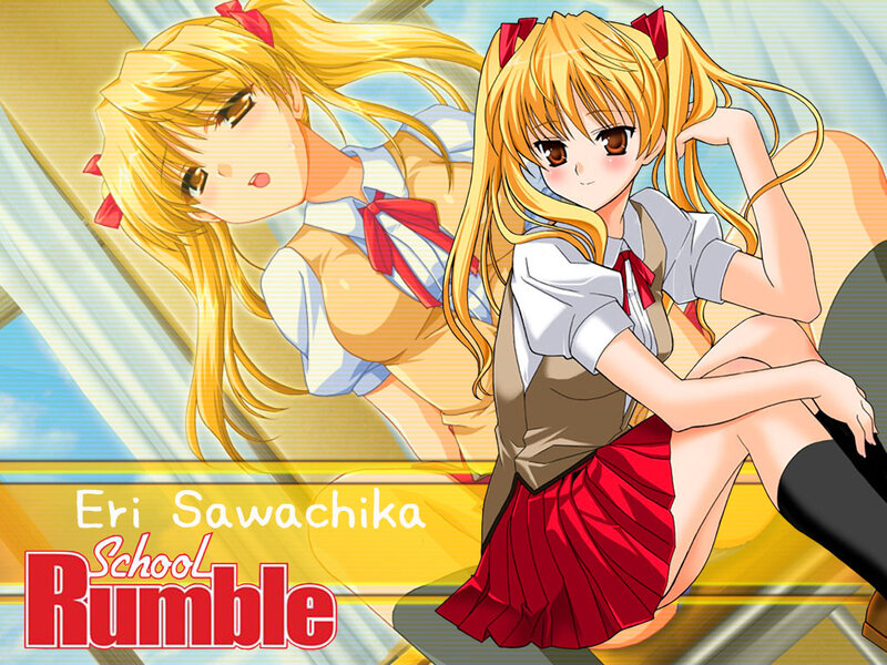 Blonde Anime Girl — Yellow, Playful, Afternoon, School Uniform