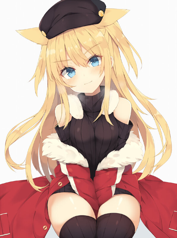 Blonde Anime Girl — Yellow, Playful, Cat Ears, Beret