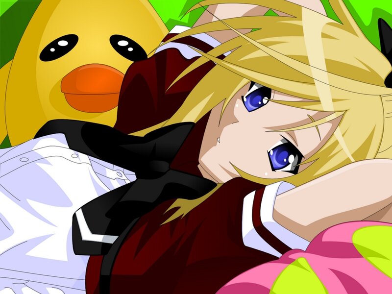 Blonde Anime Girl — Yellow, Playful, Duck Toy
