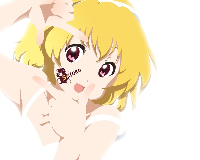 Blonde Anime Girl — Yellow, Playful, Hands, Teddy Bear