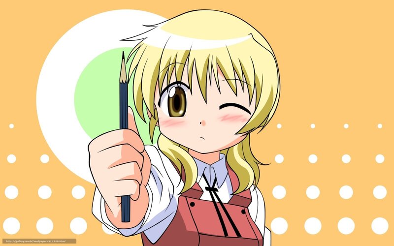 Blonde Anime Girl — Yellow, Playful, Pencil, Overalls