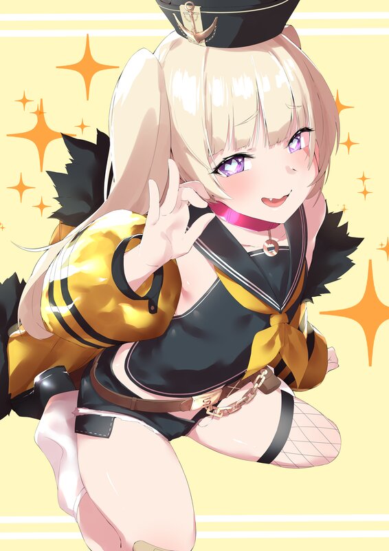 Blonde Anime Girl — Yellow, Playful, Sailor Uniform