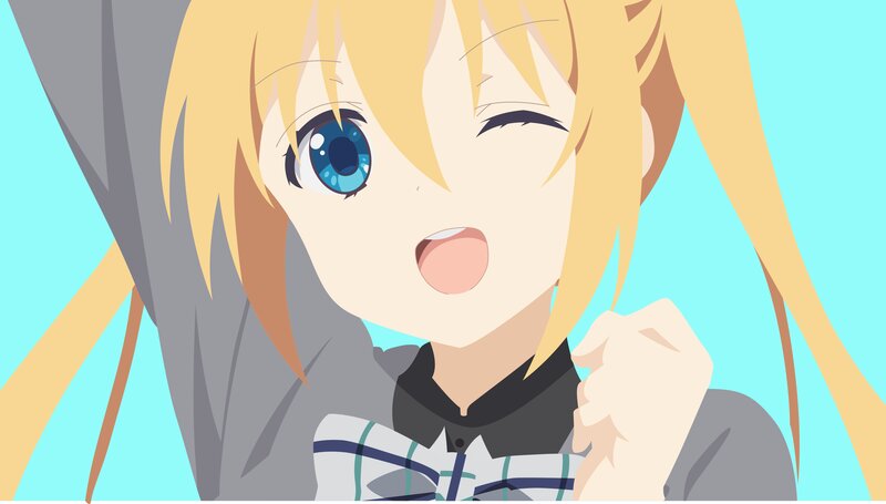 Blonde Anime Girl — Yellow, Playful, School Uniform, Blue Eyes