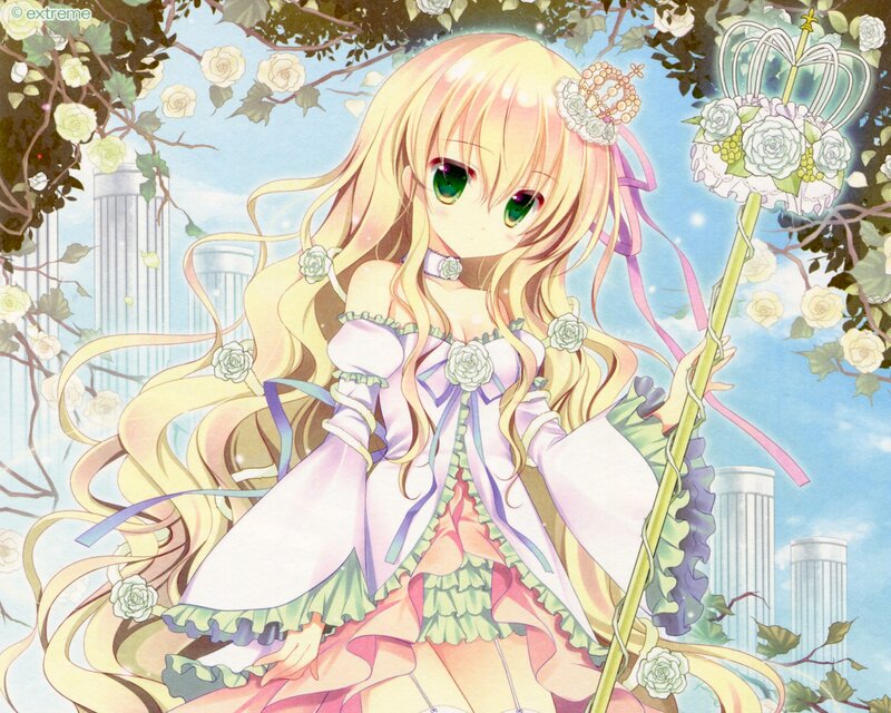 Blonde Anime Girl — Yellow, Serene, Afternoon, Flower Crown