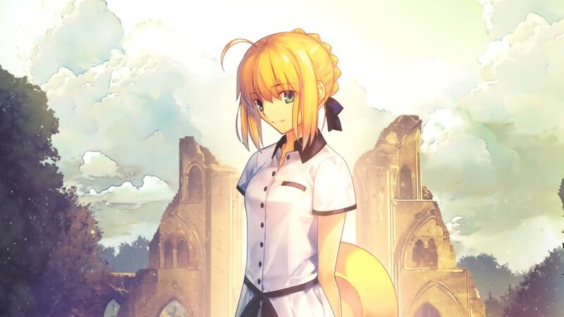 Blonde Anime Girl — Yellow, Serene, Afternoon, Ruins