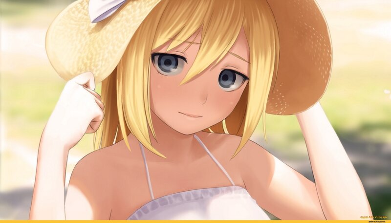 Blonde Anime Girl — Yellow, Serene, Afternoon, Straw Hat