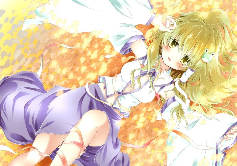 Blonde Anime Girl — Yellow, Serene, Autumn, Frog