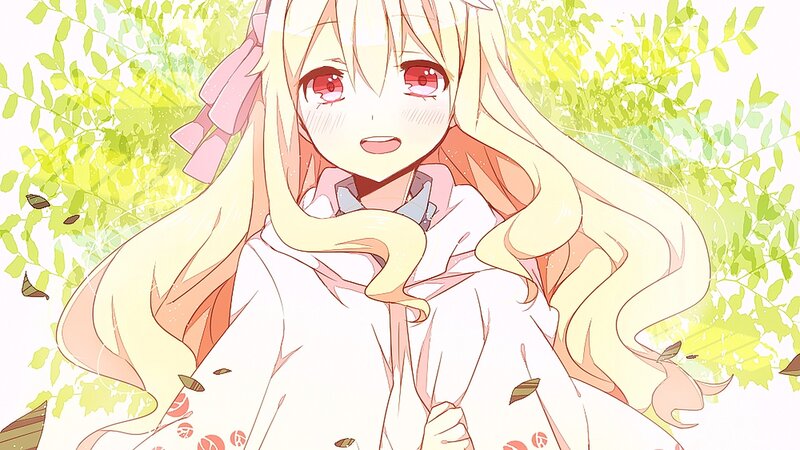 Blonde Anime Girl — Yellow, Serene, Autumn, Leaves