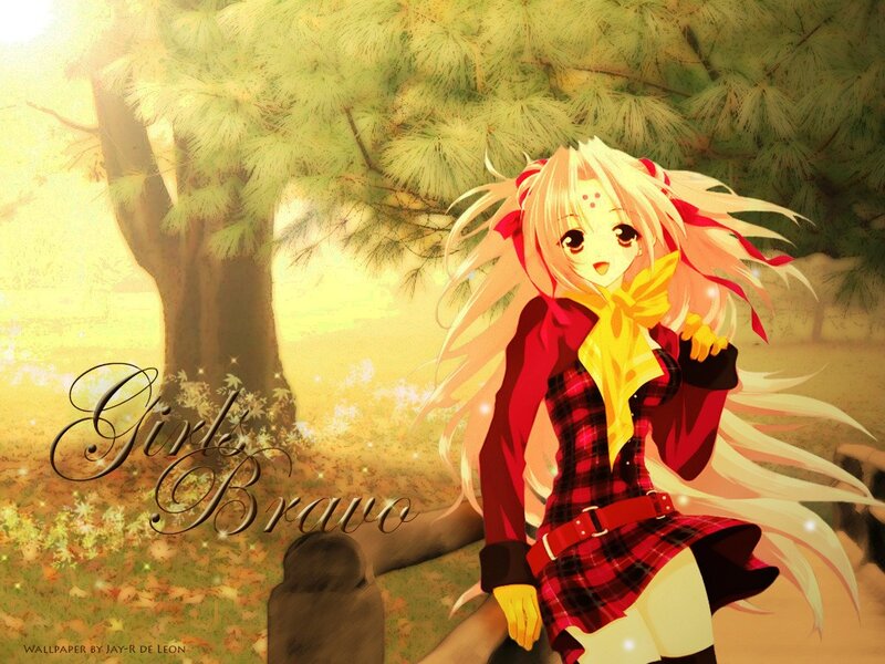 Blonde Anime Girl — Yellow, Serene, Autumn, Tree