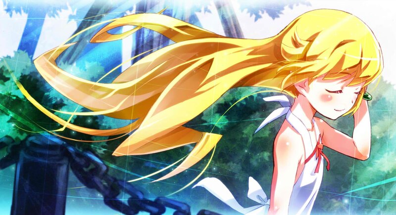 Blonde Anime Girl — Yellow, Serene, Long Hair, Forest