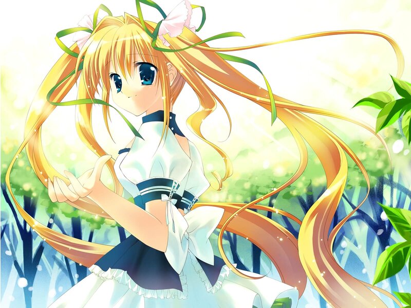 Blonde Anime Girl — Yellow, Serene, Morning