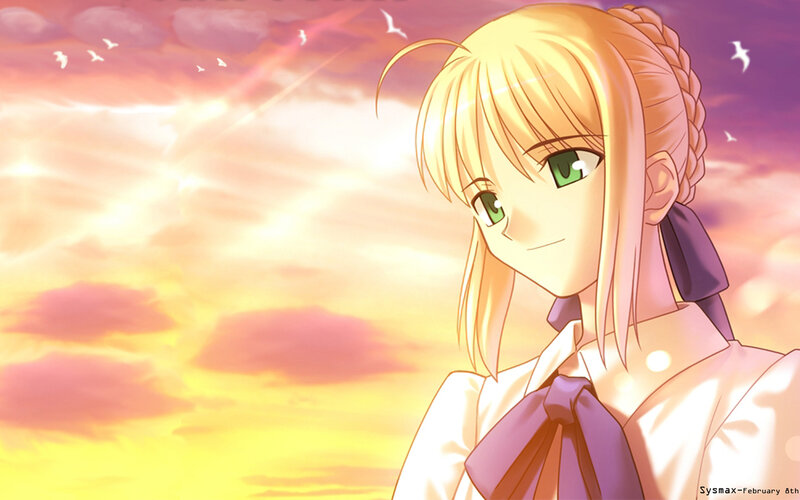 Blonde Anime Girl — Yellow, Serene, Sunset