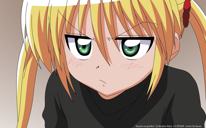 Blonde Anime Girl — Yellow, Serious, Green Eyes