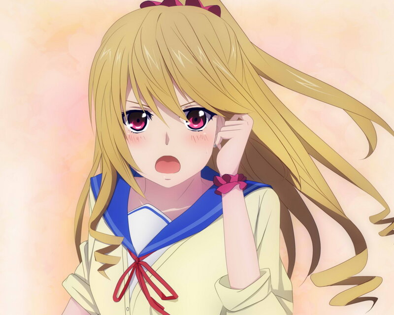 Blonde Anime Girl — Yellow, Surprised, School Uniform