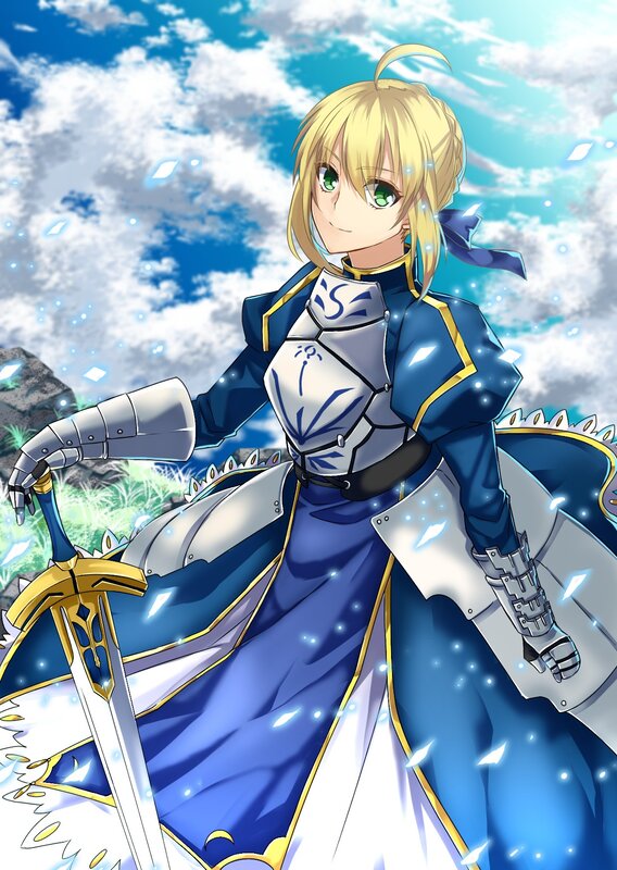 Blonde Anime Knight — Blue, Dramatic