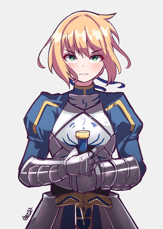Blonde Anime Knight — Blue, Serious