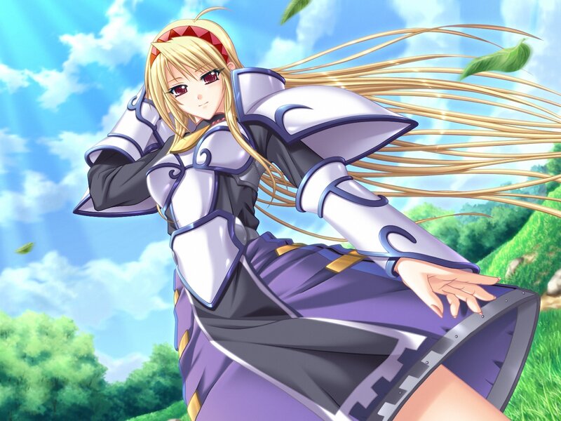 blonde anime knight in armor