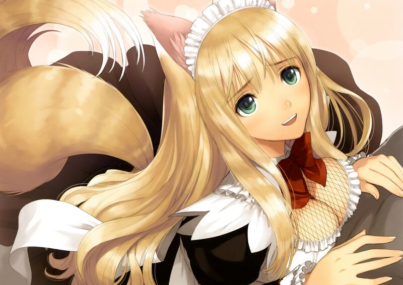 blonde anime maid girl