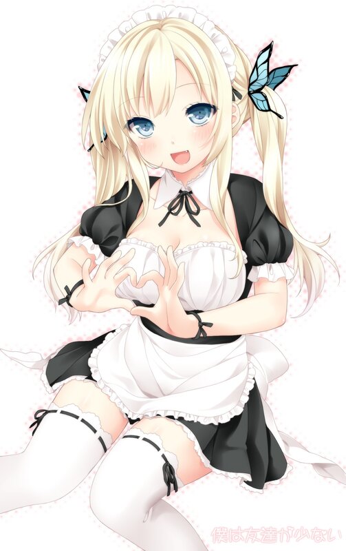 Blonde Anime Maid — White, Cheerful