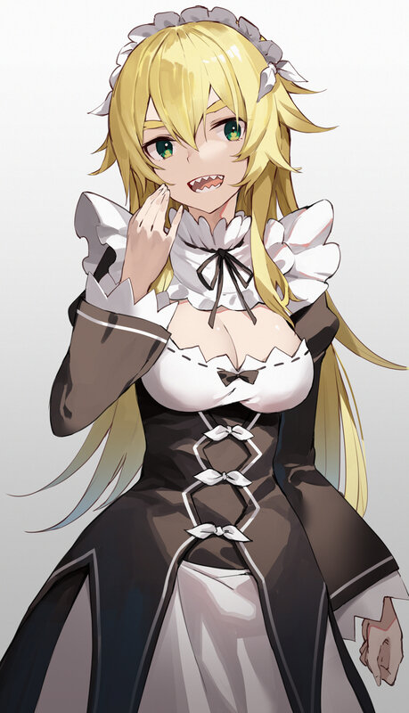 Blonde Anime Maid — White
