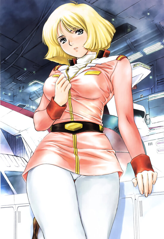 blonde anime pilot in uniform