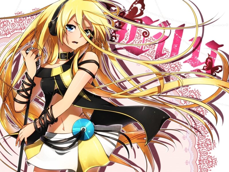 Blonde Anime Singer — Yellow, Dynamic, Microphone