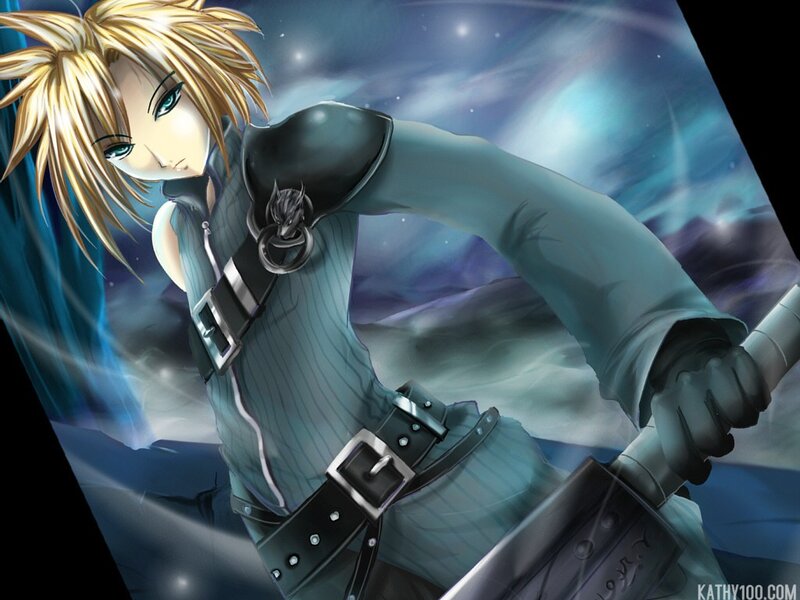 Blonde Anime Warrior — Blue, Dramatic