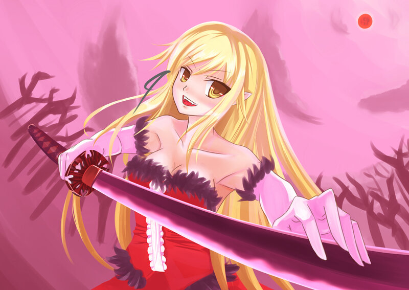 blonde anime warrior with sword